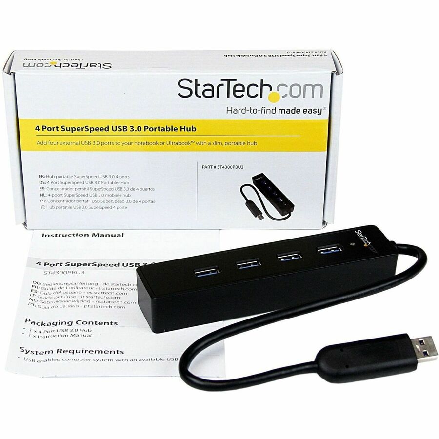 Alternate-Image2 Image for StarTech.com 4 Port Portable SuperSpeed USB 3.0 Hub with Built-in Cable - 5Gbps
