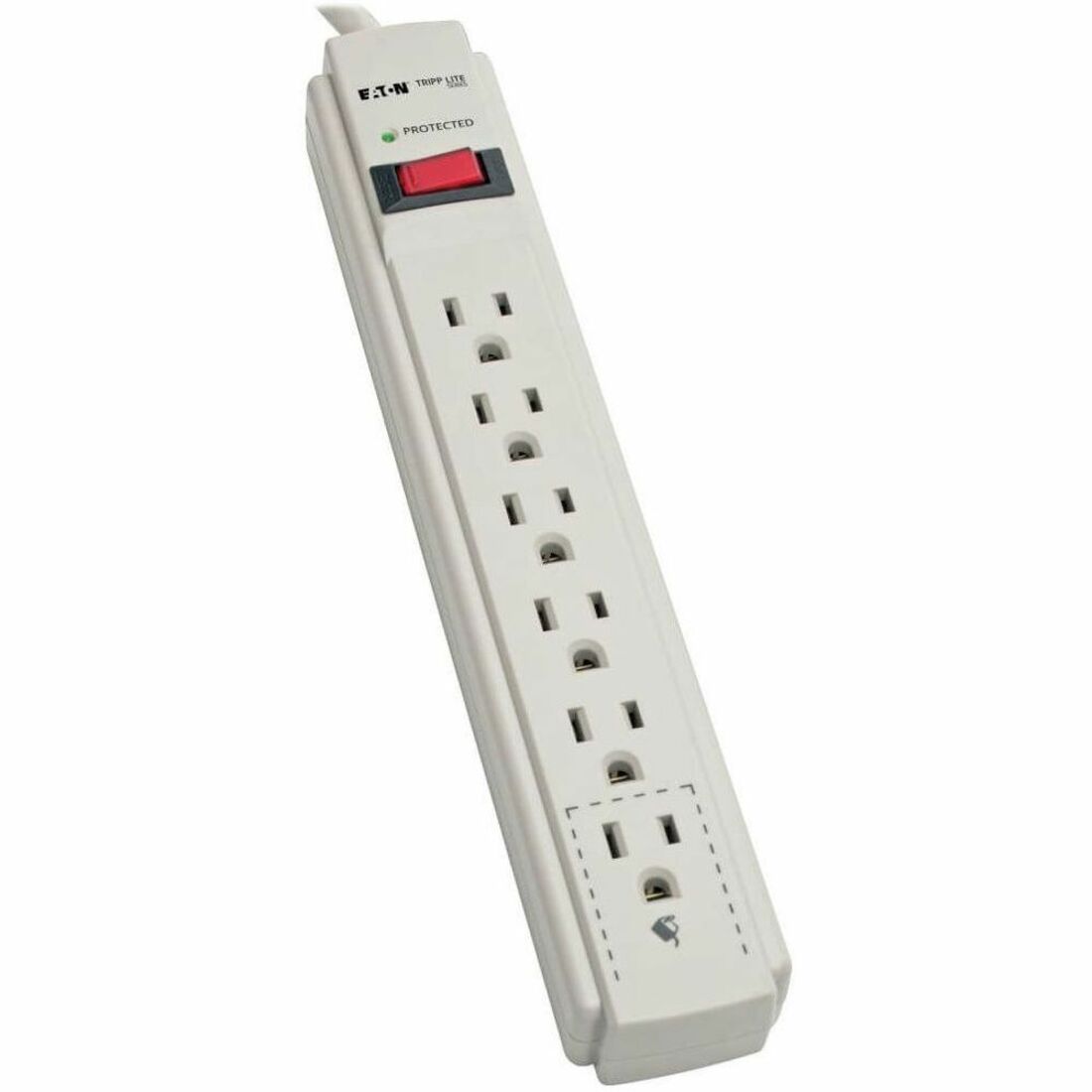 Main Image for Tripp Lite by Eaton Protect It! 6-Outlet Surge Protector 8 ft. (2.43 m) Cord 990 Joules Low-Profile Right-Angle 5-15P plug