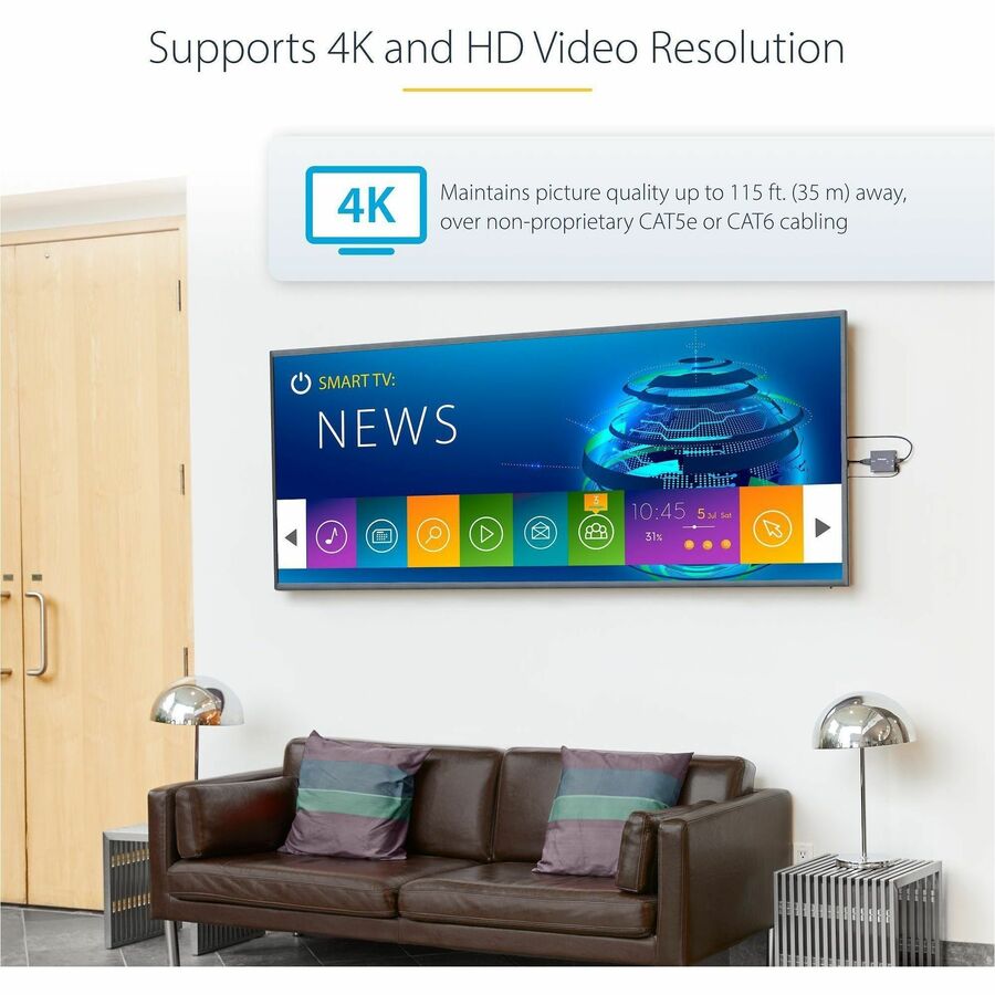 Alternate-Image2 Image for StarTech.com HDMI over CAT5e HDBaseT Extender - Power over Cable - Ultra HD 4K