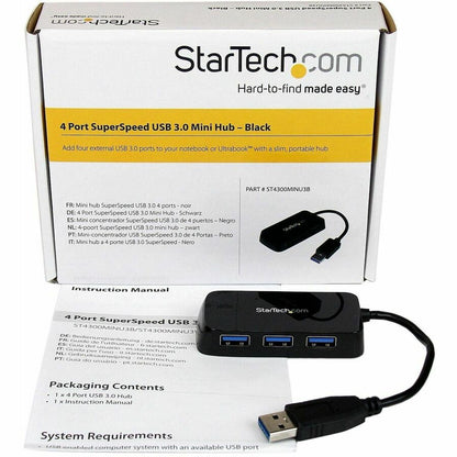 Alternate-Image3 Image for StarTech.com Portable 4 Port SuperSpeed Mini USB 3.0 Hub - 5Gbps - Black