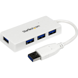Left Image for StarTech Portable 4 Port SuperSpeed Mini USB 3.0 Hub, 5Gbps, White, TAA