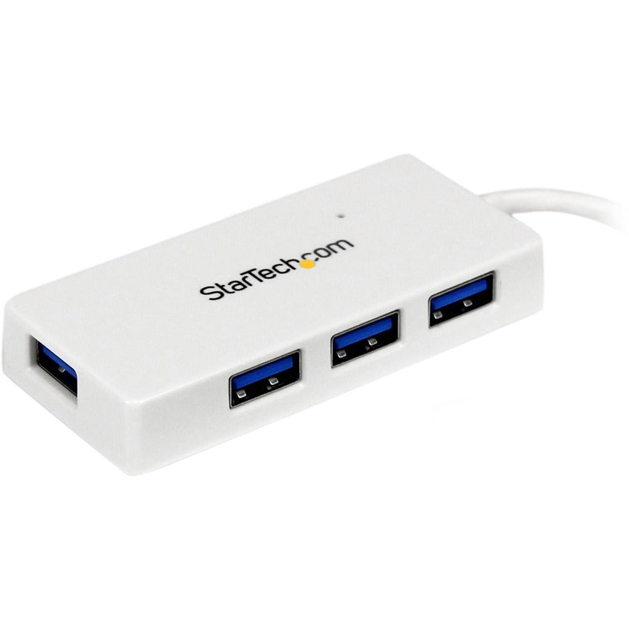 Alternate-Image1 Image for StarTech Portable 4 Port SuperSpeed Mini USB 3.0 Hub, 5Gbps, White, TAA