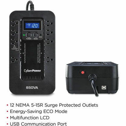 Alternate-Image1 Image for CyberPower EC650LCD Ecologic UPS Systems