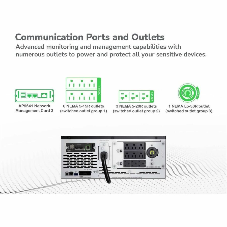 Alternate-Image7 Image for APC Smart-UPS X, Line Interactive, 3kVA, Rack/tower convertible 4U, 100V-127V, 6x 5-15R+3x 5-20R+1x L5-30R NEMA, NMC, Extended runtime, Short depth