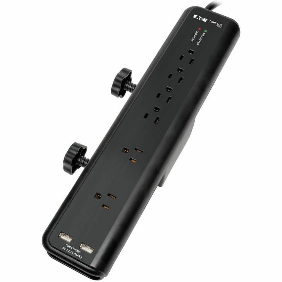 Alternate-Image9 Image for Eaton Tripp Lite Series Protect It! 6-Outlet Clamp-Mount Surge Protector, 6 ft. (1.83 m) Cord, 2100 Joules, 2 x USB Charging ports (2.1A total)