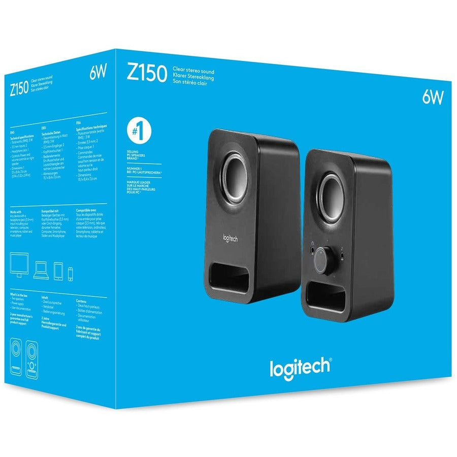 Alternate-Image2 Image for Logitech Multimedia Speakers Z150 with Clear Stereo Sound (Midnight Black, 3W RMS)