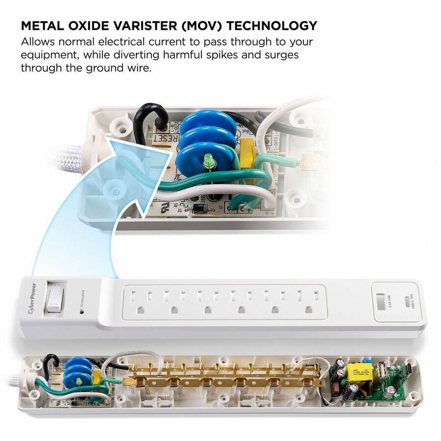 Alternate-Image6 Image for CyberPower CSB606 Essential 6 - Outlet Surge with 900 J