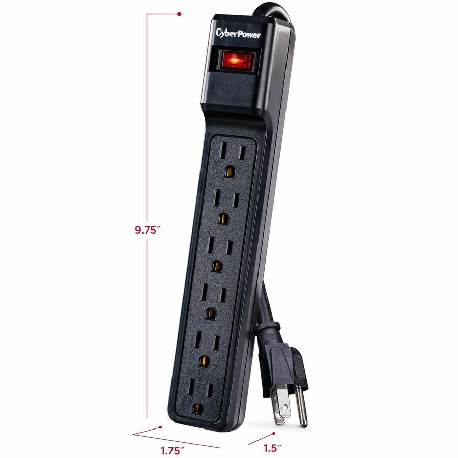 Alternate-Image3 Image for CyberPower CSB6012 Essential 6 - Outlet Surge with 1200 J