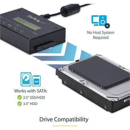 Alternate-Image6 Image for StarTech 1:1 Standalone Hard Drive Duplicator & Eraser, SATA HDD / SSD Disk Cloner / Copier / Wiper / Sanitizer, TAA Compliant
