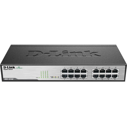 Front Image for D-Link DGS-1016D 16-Port Gigabit Unmanaged Metal Desktop or Rackmount Switch
