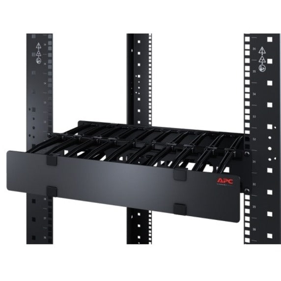 Alternate-Image1 Image for APC NetShelter Cable Management, Horizontal Cable Manager, 1U, Single Side with Cover, Black, 483 x 44 x 110 mm