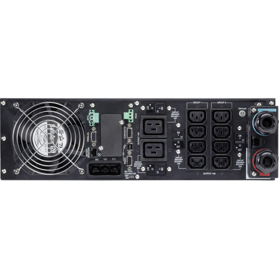 Rear Image for Eaton 9PX 8000VA 7200W 120V/208V Online Double-Conversion UPS - Hardwired Input, 1 L6-30R, 2 L14-30R, Hardwired Output, Cybersecure Network Card, Extended Run, 6U