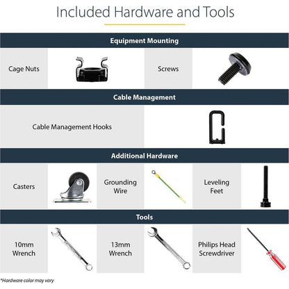Alternate-Image6 Image for StarTech.com 4-Post 42U Mobile Open Frame Server Rack, 19" Network Rack with Casters, Rolling Rack for Computer/AV/Data/IT Equipment