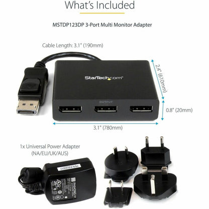Alternate-Image4 Image for StarTech.com 3-Port DisplayPort 1.2 Splitter, DisplayPort to 3x DP Multi-Monitor Adapter, Dual 4K 30Hz and 1080p Computer MST Hub, Windows