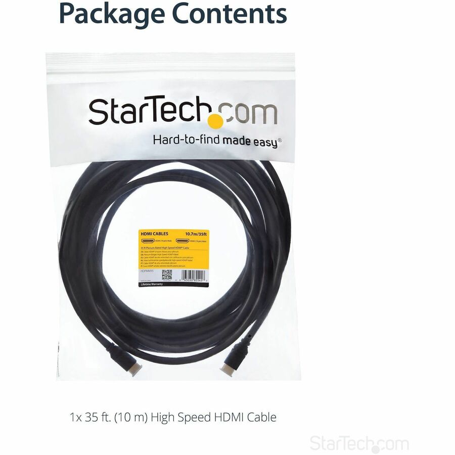Alternate-Image5 Image for StarTech 35ft In Wall Plenum Rated HDMI Cable, 4K High Speed Long HDMI Cord w/ Ethernet, 4K30Hz UHD, 10.2 Gbps, HDMI 1.4 Display Cable