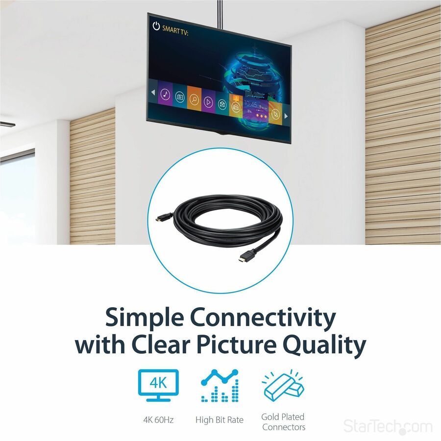Alternate-Image2 Image for StarTech 35ft In Wall Plenum Rated HDMI Cable, 4K High Speed Long HDMI Cord w/ Ethernet, 4K30Hz UHD, 10.2 Gbps, HDMI 1.4 Display Cable