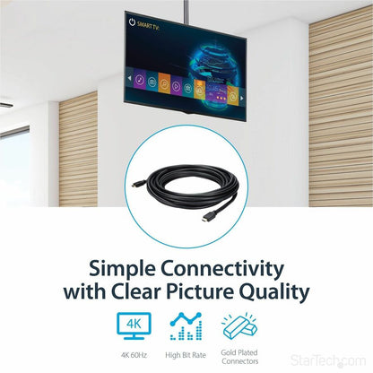 Alternate-Image2 Image for StarTech 35ft In Wall Plenum Rated HDMI Cable, 4K High Speed Long HDMI Cord w/ Ethernet, 4K30Hz UHD, 10.2 Gbps, HDMI 1.4 Display Cable