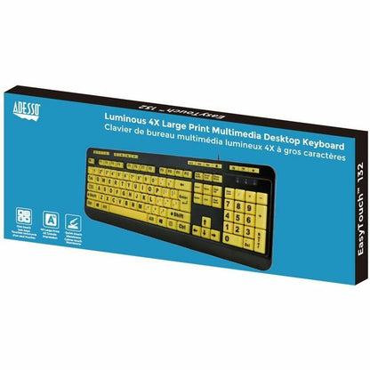Alternate-Image4 Image for Adesso Luminous 4X Large Print Multimedia Desktop Keyboard