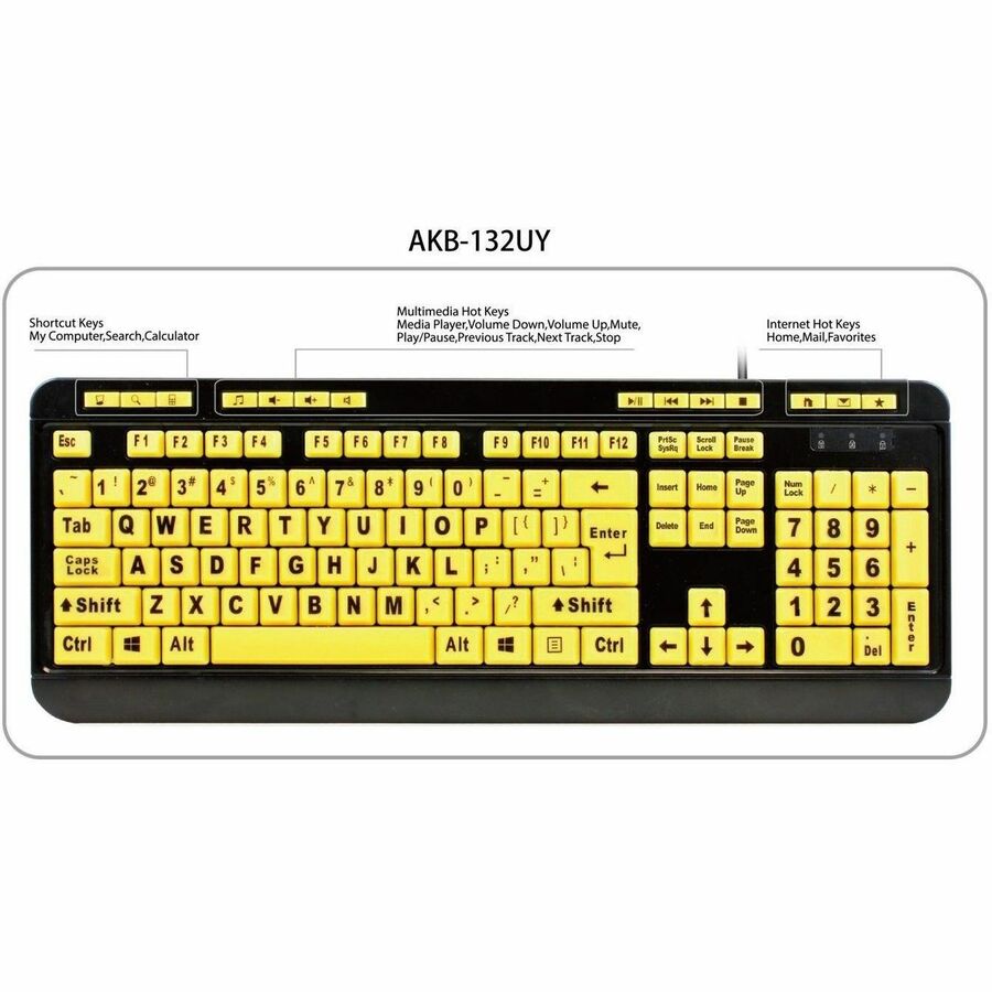 Alternate-Image3 Image for Adesso Luminous 4X Large Print Multimedia Desktop Keyboard