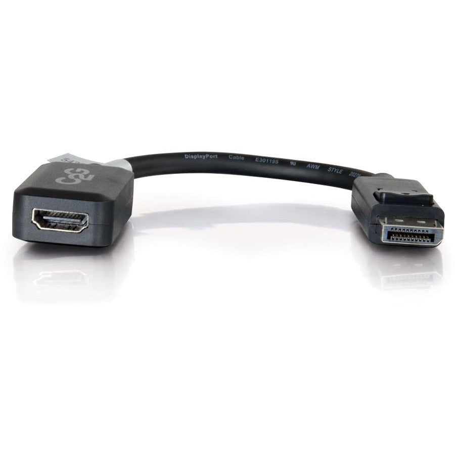 Front Image for C2G 8in DisplayPort to HDMI Adapter Converter - DisplayPort Male to HDMI Female - Black