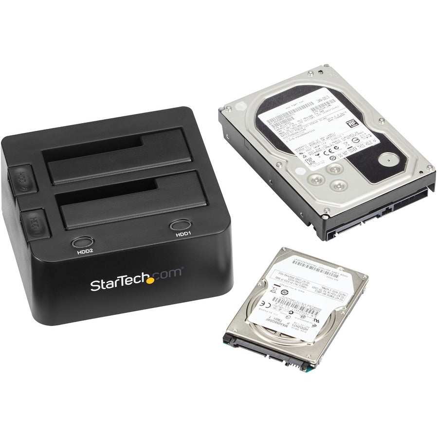 Alternate-Image4 Image for StarTech Dual-Bay USB 3.0 to SATA Hard Drive Docking Station, 2.5/3.5" SATA I/II/III, SSD/HDD Dock, USB Hard Drive Bay, Top-Loading