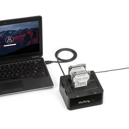 Alternate-Image5 Image for StarTech Dual-Bay USB 3.0 to SATA Hard Drive Docking Station, 2.5/3.5" SATA I/II/III, SSD/HDD Dock, USB Hard Drive Bay, Top-Loading