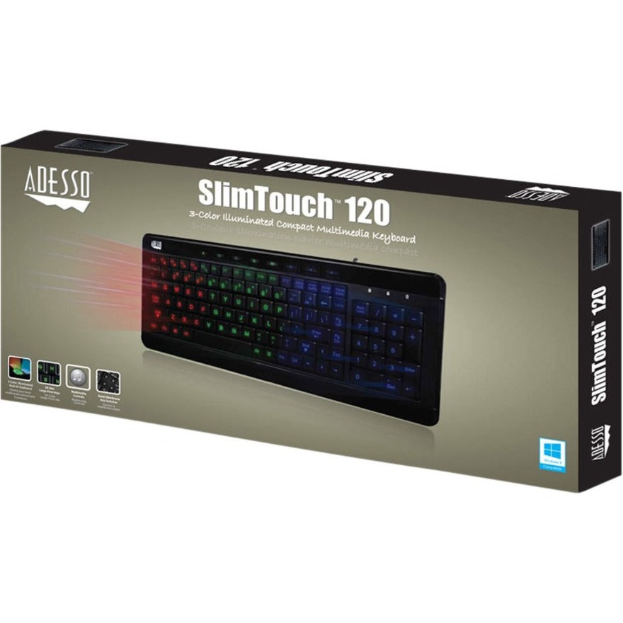 Alternate-Image4 Image for Adesso 3-Color Illuminated Compact Multimedia Keyboard