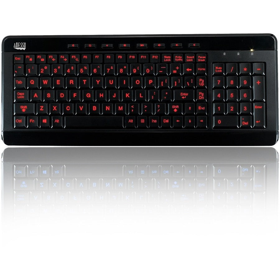 Top Image for Adesso 3-Color Illuminated Compact Multimedia Keyboard