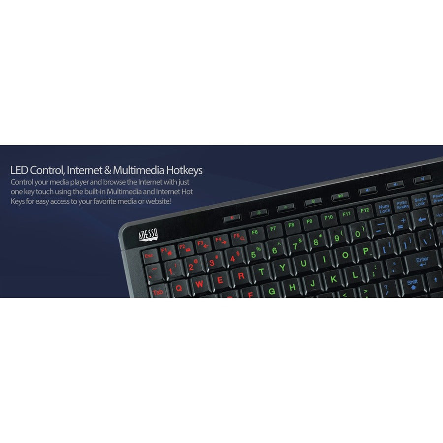 Alternate-Image6 Image for Adesso 3-Color Illuminated Compact Multimedia Keyboard