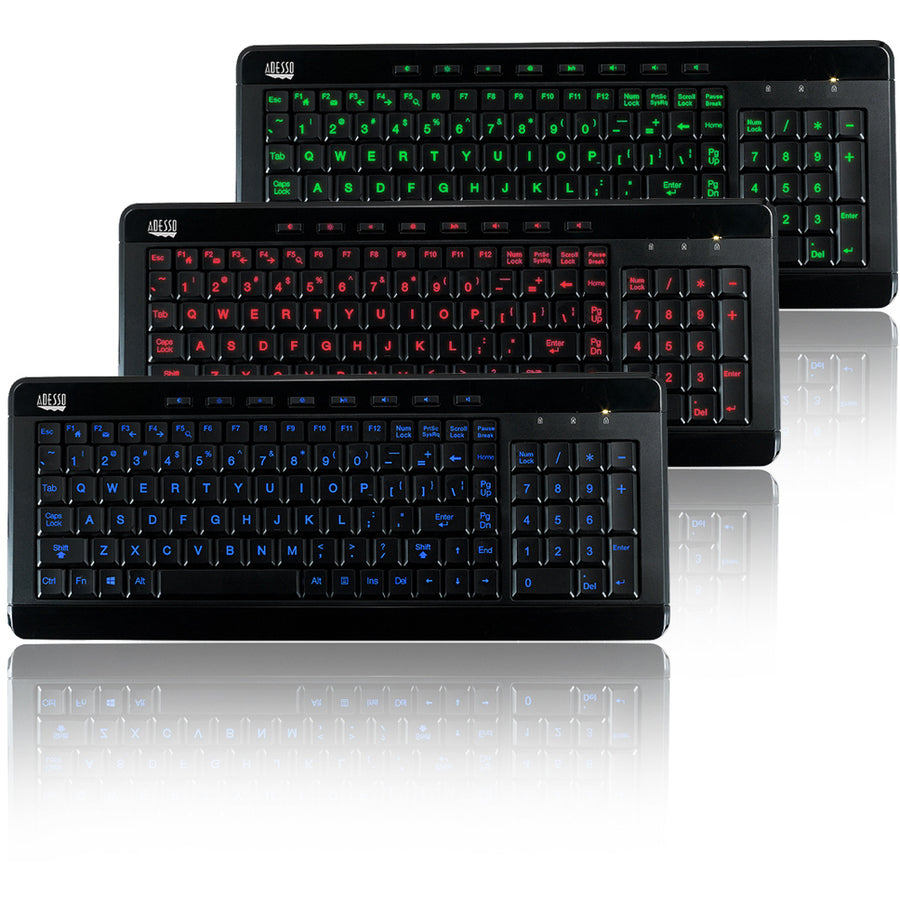 Alternate-Image2 Image for Adesso 3-Color Illuminated Compact Multimedia Keyboard