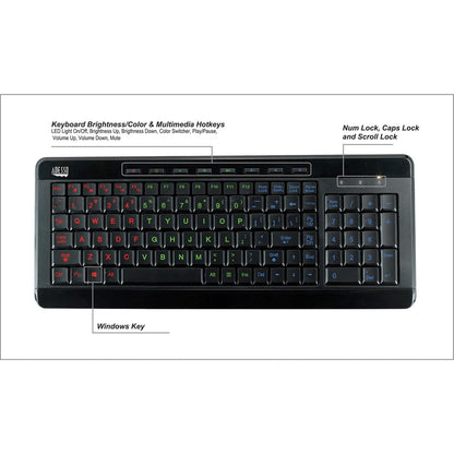 Alternate-Image7 Image for Adesso 3-Color Illuminated Compact Multimedia Keyboard