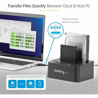 Alternate-Image4 Image for StarTech.com Dual Bay Hard Drive Duplicator Dock, Standalone HDD/SSD Cloner/Copier, USB 3.0 / eSATA to SATA III Hard Drive Cloner