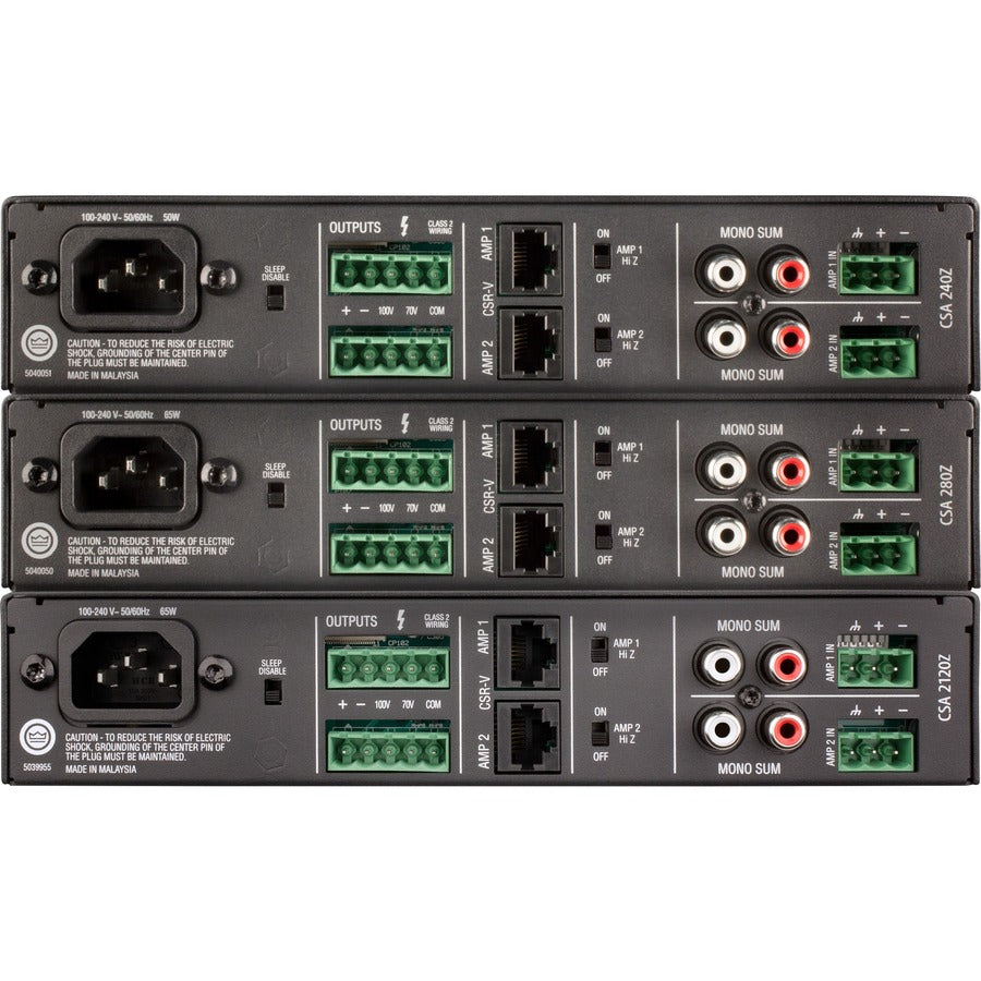 Rear Image for JBL Commercial Commercial 280Z Amplifier - 160 W RMS - 2 Channel - Black