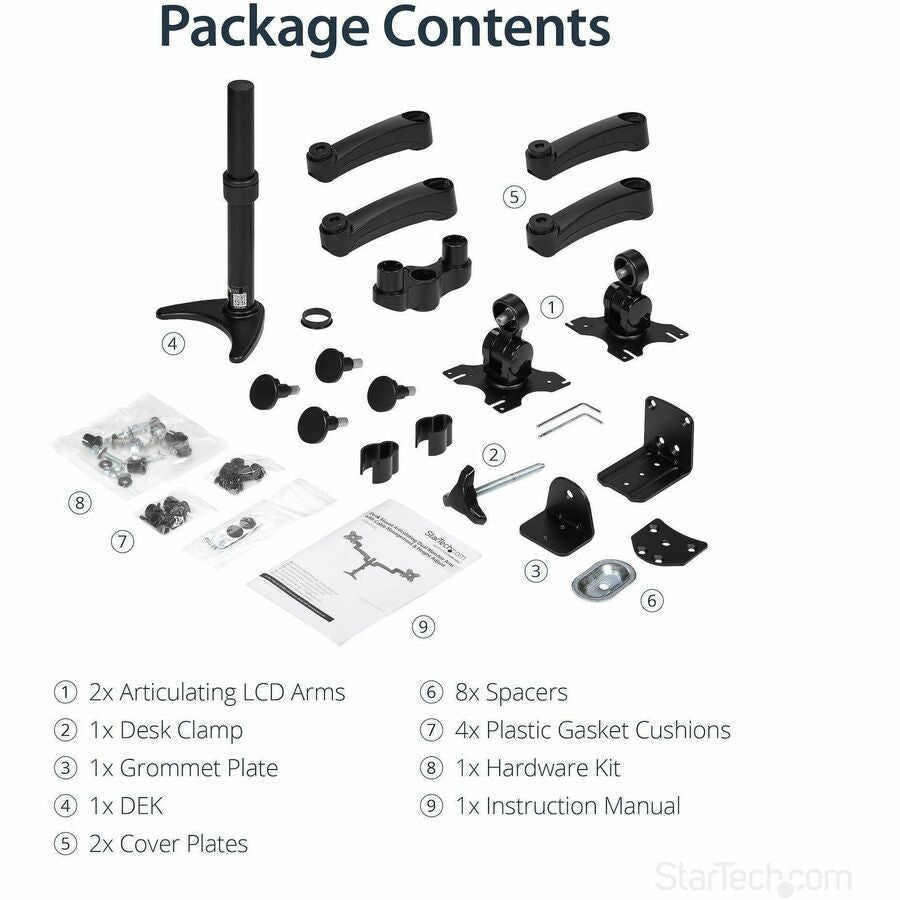 Alternate-Image5 Image for StarTech.com Desk Mount Dual Monitor Arm, Dual Articulating Monitor Arm, Height Adjustable, For VESA Monitors up to 24" (29.9lb/13.6kg)