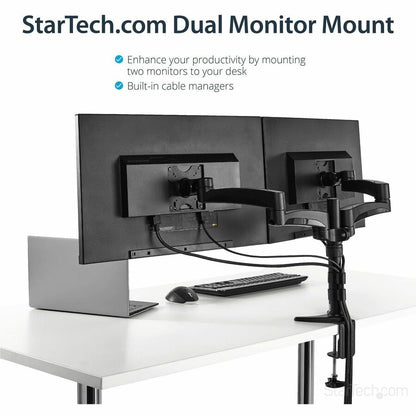 Alternate-Image1 Image for StarTech.com Desk Mount Dual Monitor Arm, Dual Articulating Monitor Arm, Height Adjustable, For VESA Monitors up to 24" (29.9lb/13.6kg)