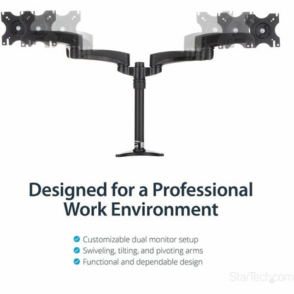 Alternate-Image2 Image for StarTech.com Desk Mount Dual Monitor Arm, Dual Articulating Monitor Arm, Height Adjustable, For VESA Monitors up to 24" (29.9lb/13.6kg)