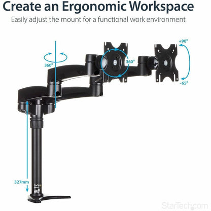 Alternate-Image4 Image for StarTech.com Desk Mount Dual Monitor Arm, Dual Articulating Monitor Arm, Height Adjustable, For VESA Monitors up to 24" (29.9lb/13.6kg)