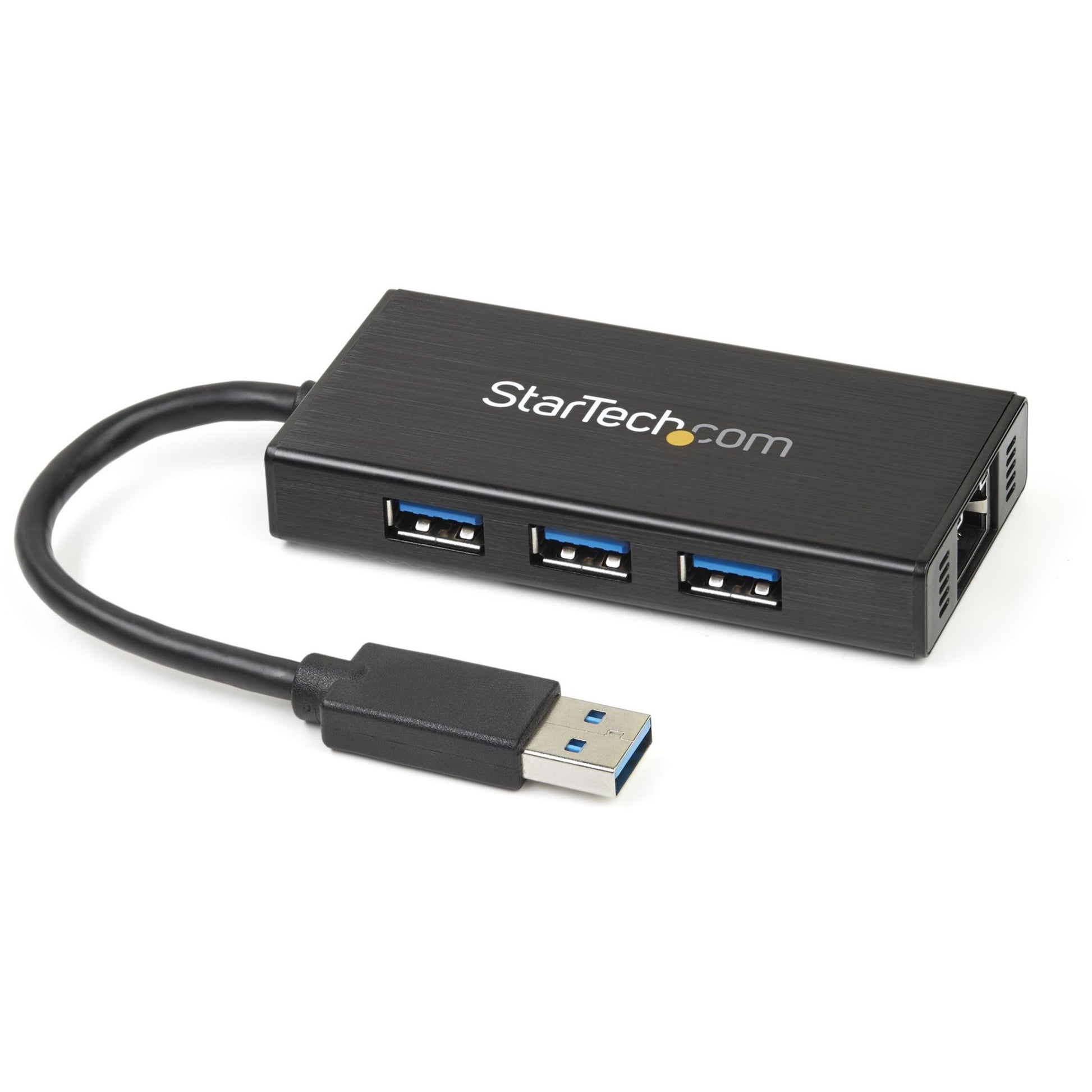 Main Image for StarTech.com 3 Port Portable USB 3.0 Hub with Gigabit Ethernet Adapter NIC - 5Gbps - Aluminum w/ Cable