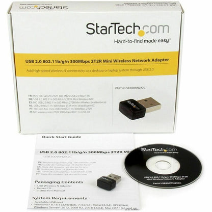 Alternate-Image1 Image for StarTech.com USB 2.0 300 Mbps Mini Wireless-N Network Adapter - 802.11n 2T2R WiFi Adapter