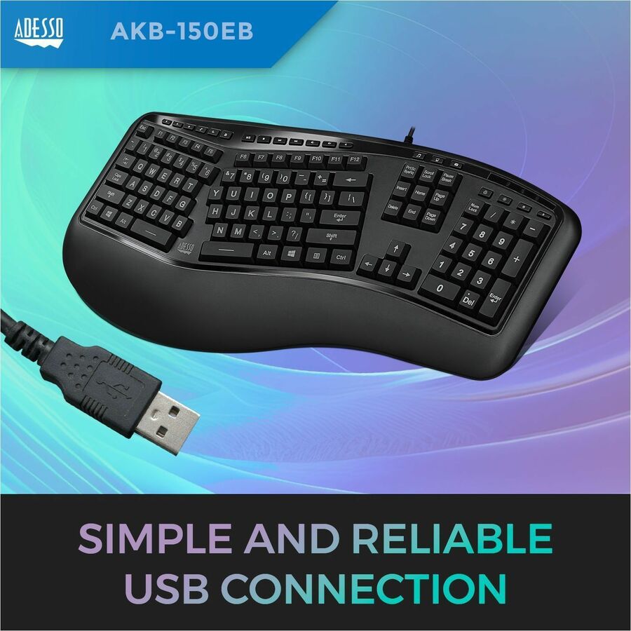 Alternate-Image2 Image for Adesso Color Illuminated Ergonomic Keyboard