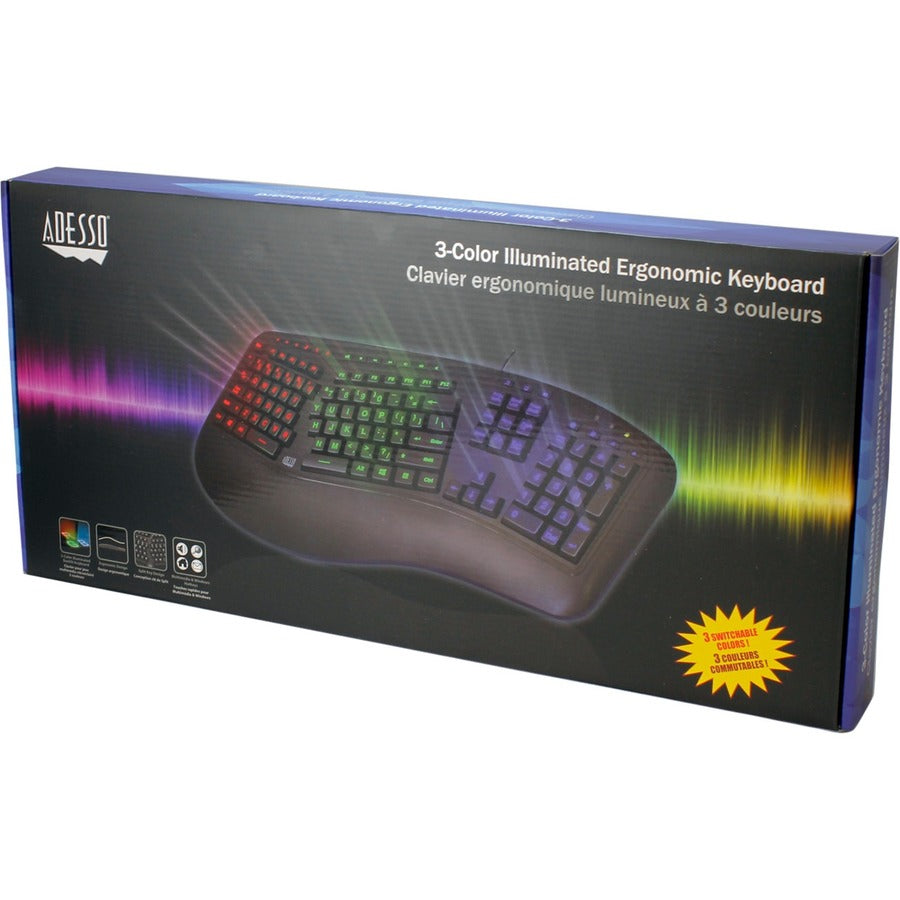 Alternate-Image9 Image for Adesso Color Illuminated Ergonomic Keyboard
