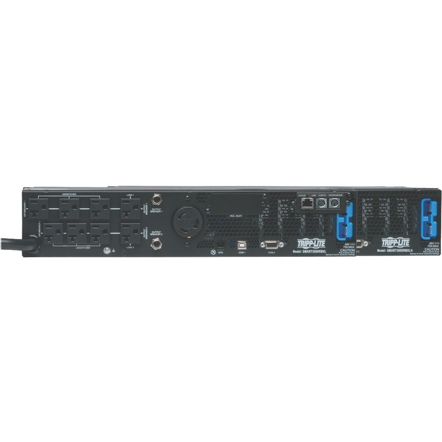 Rear Image for Eaton Tripp Lite Series TAA-Compliant SmartPro 120V 3kVA 2.88kW Line-Interactive Sine Wave UPS, 2U Rack/Tower, Extended Run, Pre-Installed WEBCARDLX Network Interface, LCD, USB, DB9 Serial