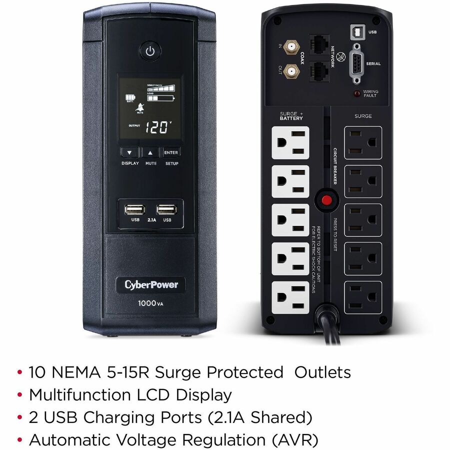 Alternate-Image2 Image for CyberPower BRG1000AVRLCD Intelligent LCD UPS Systems