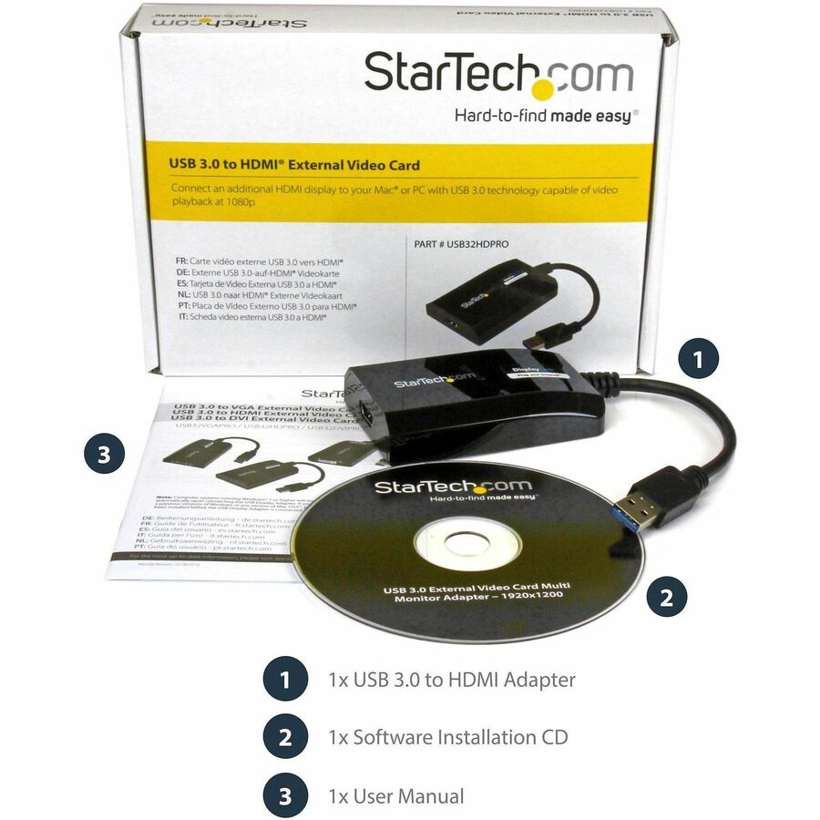 Alternate-Image5 Image for StarTech.com USB 3.0 to HDMI Adapter, DisplayLink Certified, 1920x1200, USB-A to HDMI Display Adapter, External Graphics Card for Mac/PC