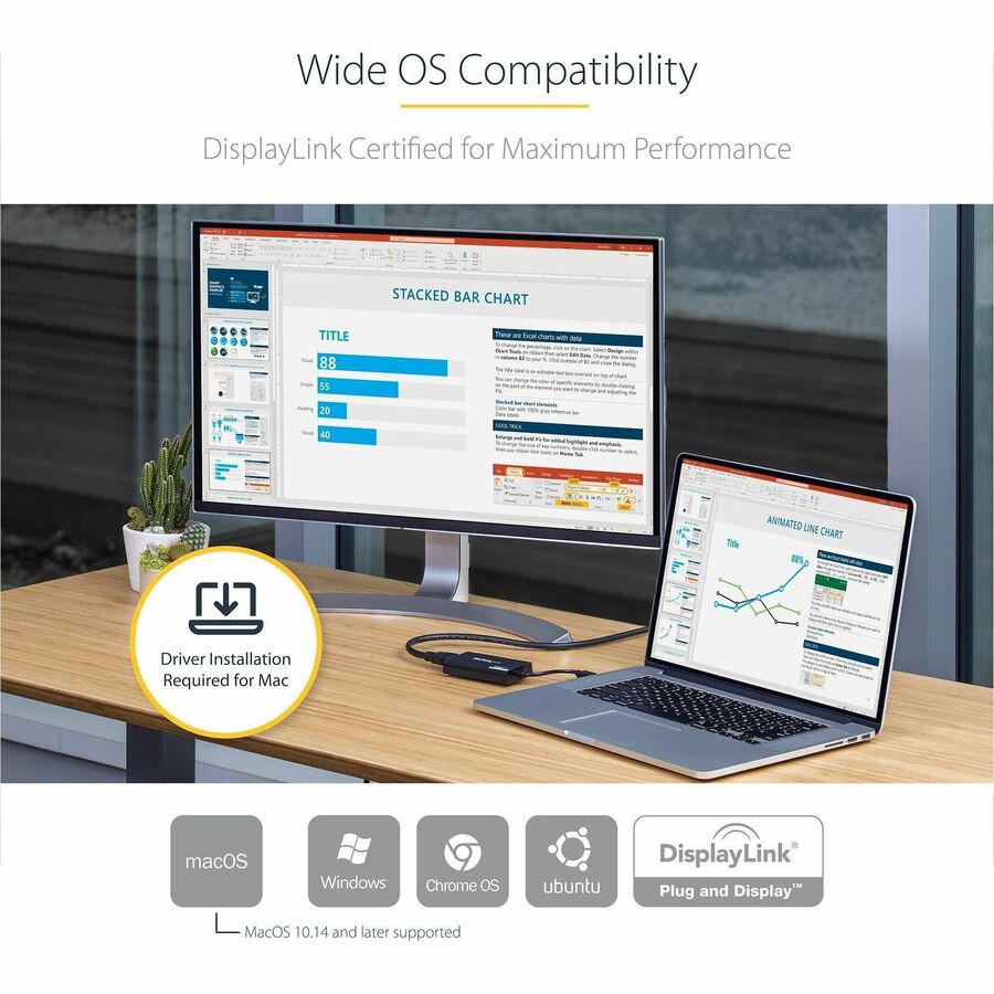Alternate-Image2 Image for StarTech.com USB 3.0 to HDMI Adapter, 4K 30Hz UHD, USB to HDMI Display Adapter, External Video/Graphics Card for Mac & Windows