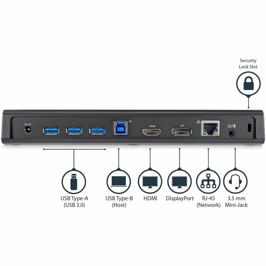 Alternate-Image2 Image for StarTech.com USB 3.0 Docking Station - Windows / macOS Compatible - Supports Dual Displays, HDMI / DisplayPort or 4K Ultra HD on a Single Monitor - USB3DOCKHDPC