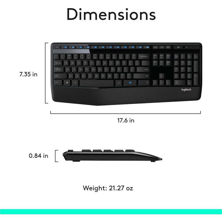 Alternate-Image8 Image for Logitech MK345 Wireless Keyboard and Mouse Combo - Full-Sized Keyboard with Palm Rest, Comfortable Right-Handed Wireless Mouse, 2.4 GHz Wireless USB Receiver