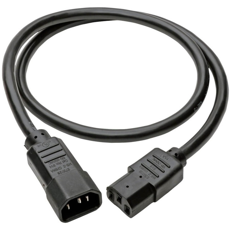 Alternate-Image1 Image for Eaton Tripp Lite Series Heavy-Duty PDU Power Cord, C13 to C14 - 15A, 250V, 14 AWG, 3 ft. (0.91 m), Black