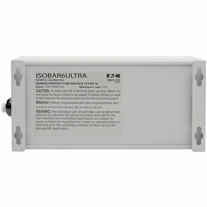 Alternate-Image1 Image for Eaton Tripp Lite Series Isobar 6-Outlet Surge Protector, 6 ft. Cord with Right-Angle Plug, 3330 Joules, Diagnostic LEDs, Metal Housing