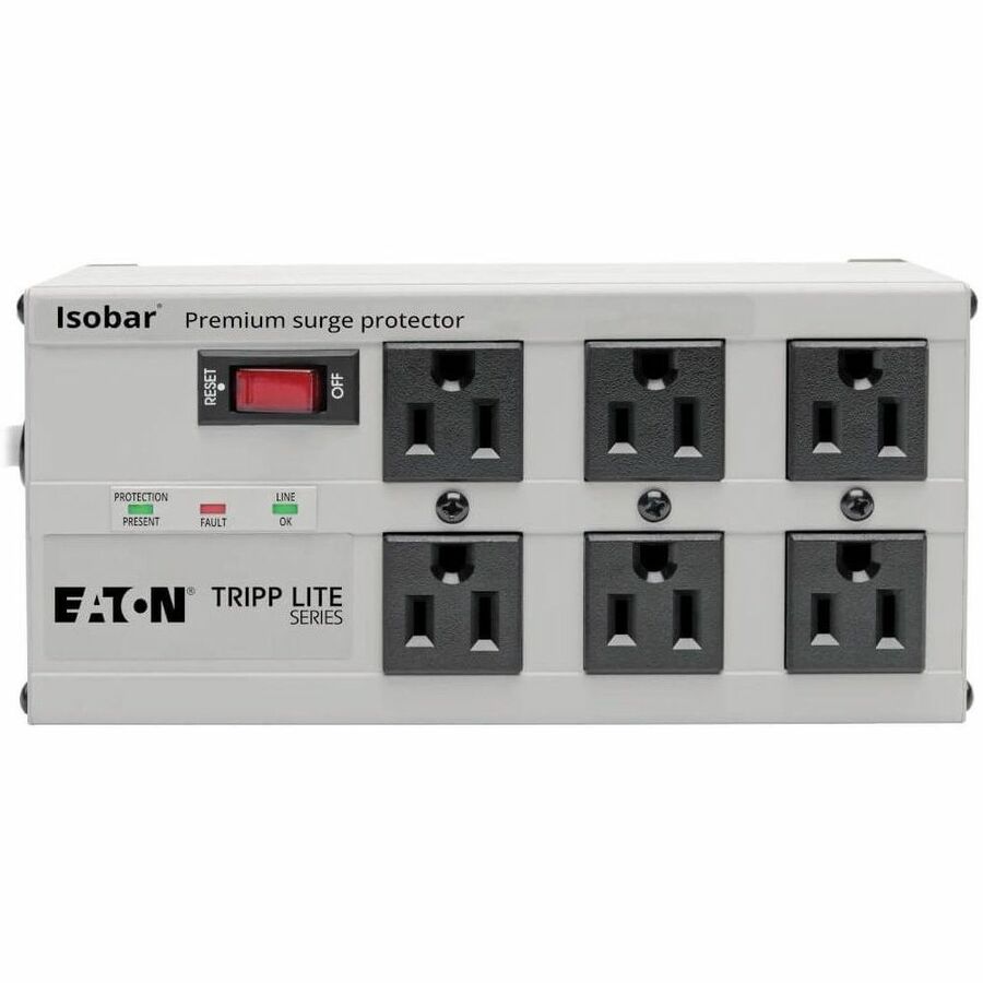 Alternate-Image5 Image for Eaton Tripp Lite Series Isobar 6-Outlet Surge Protector, 6 ft. Cord with Right-Angle Plug, 3330 Joules, Diagnostic LEDs, Metal Housing